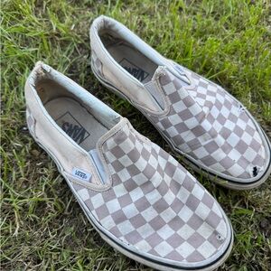 Vans Classic Checkered Slip-On Sneakers - Pink and White